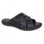 Papuci barbati din piele naturala de culoare neagra - GKR74N